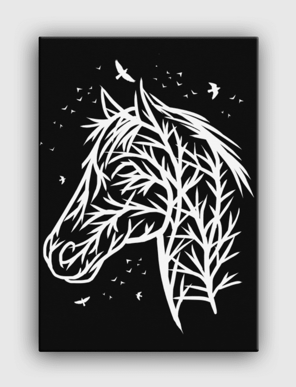 Horse Tree Face Canvas