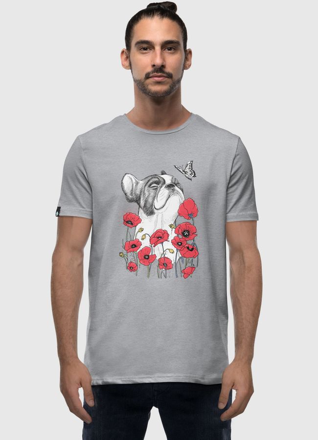 Pug in flowers - Men Premium T-Shirt