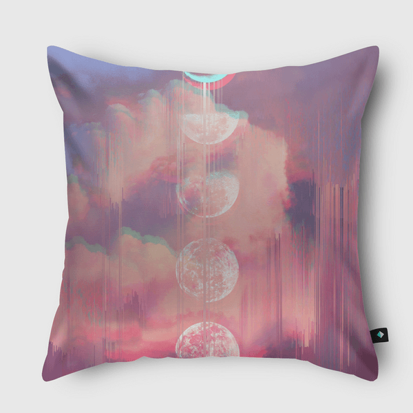 Moontime Glitches Throw Pillow