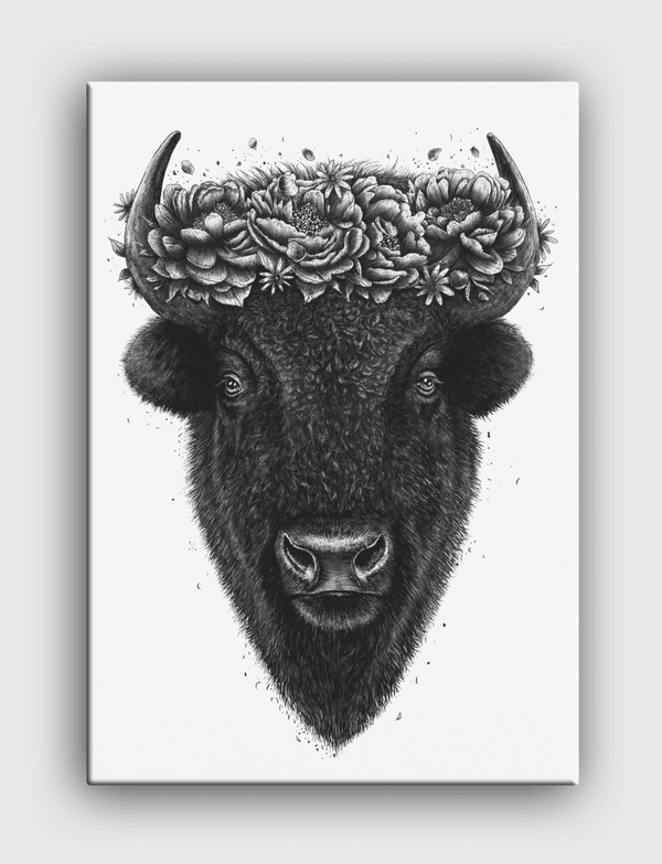 Floral Bison Canvas