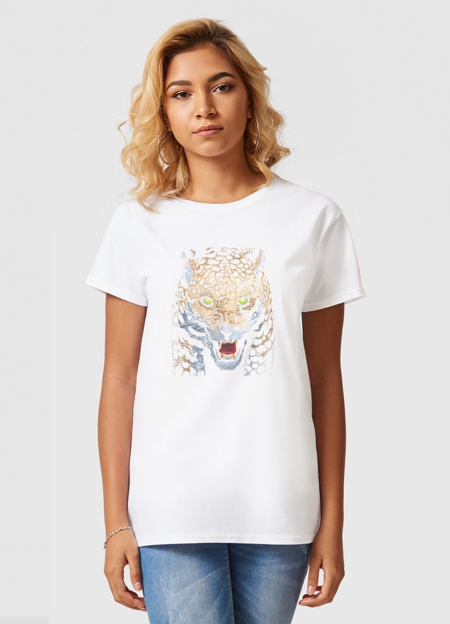Aggressive Leopard Face - Women Basic T-Shirt