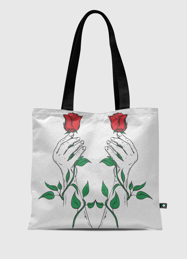 Hand and Flower Tote Bag