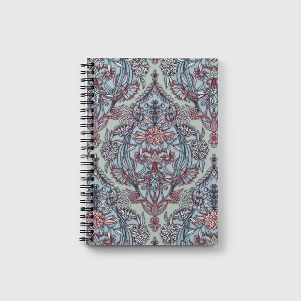 Red & Blue Nature Doodle Notebook