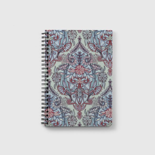 Red & Blue Nature Doodle - Notebook