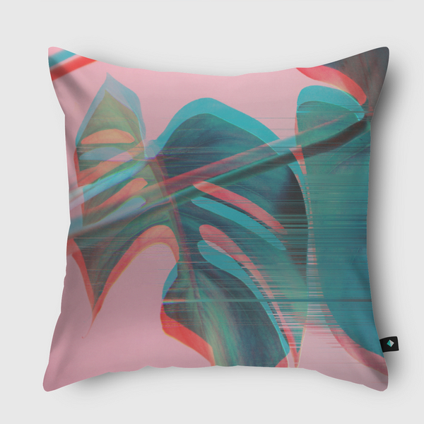 Monstera glitches Throw Pillow