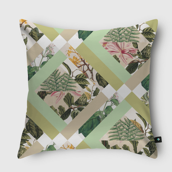 Cubed Botanical Florals Throw Pillow