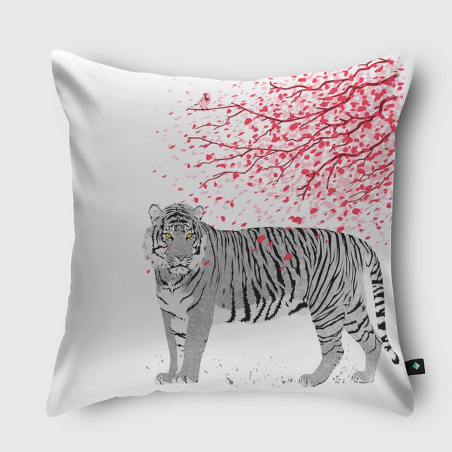 Cherry tree tiger - Throw Pillow