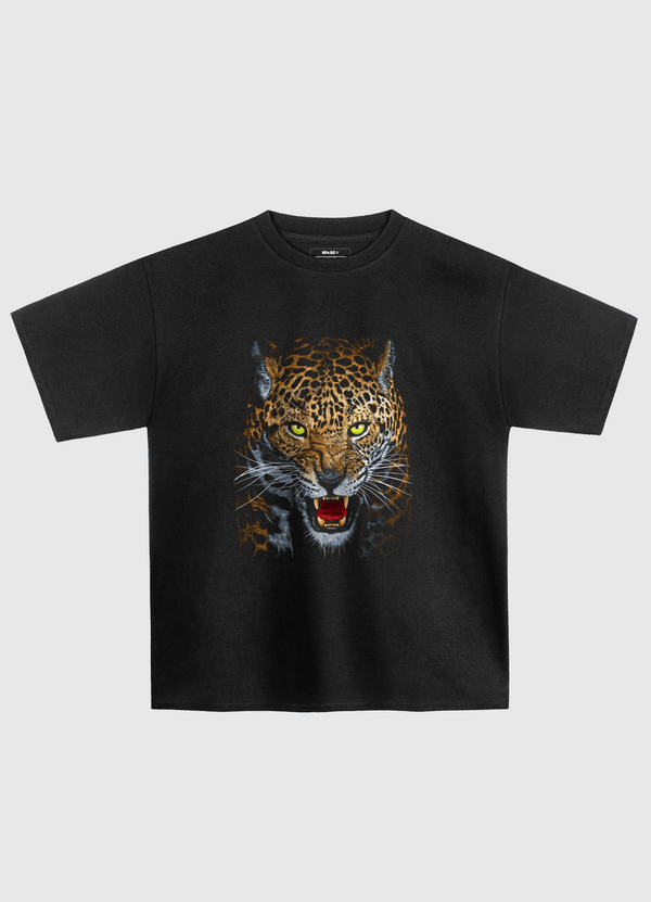 Aggressive Leopard Face Oversized T-Shirt