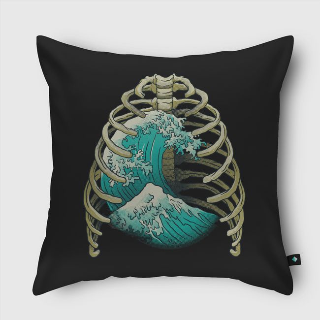 Kanagawa Wave Ribs Bones - Throw Pillow