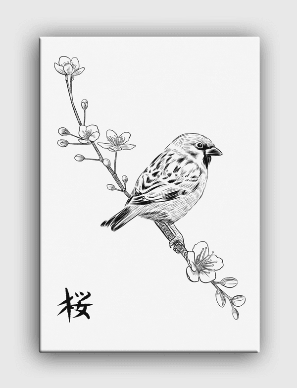 Sparrow Kanji Canvas