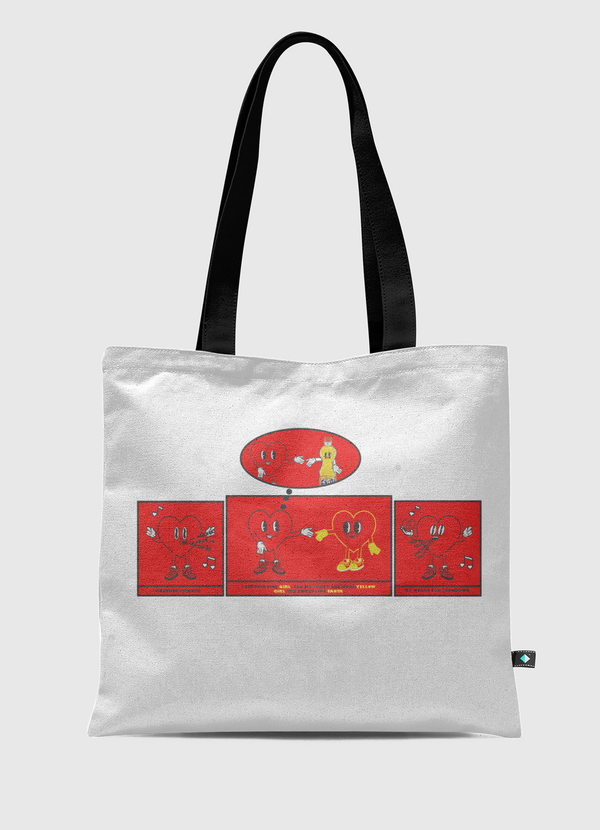 القلب والفستان الاصفر Tote Bag