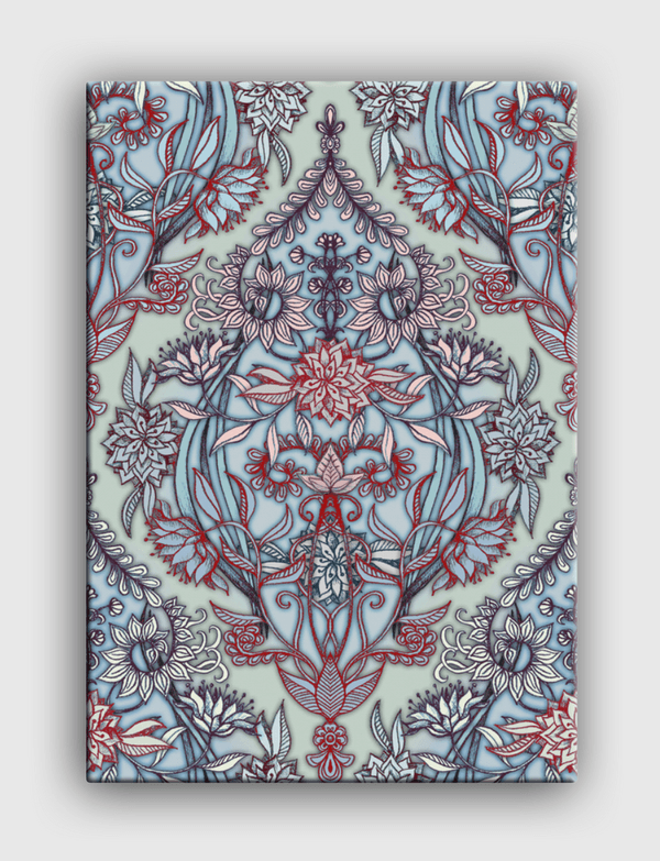 Red & Blue Nature Doodle Canvas