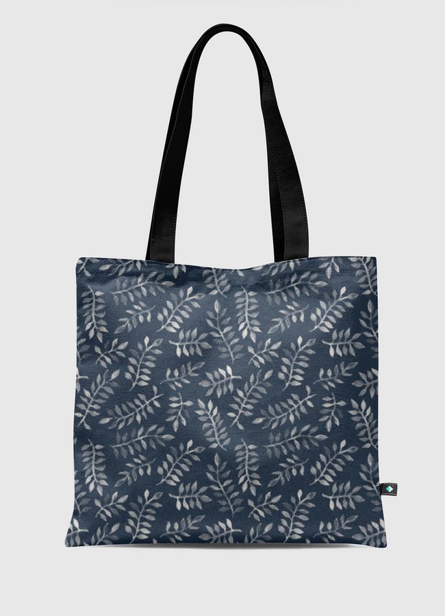 White Leaves on Navy - Tote Bag