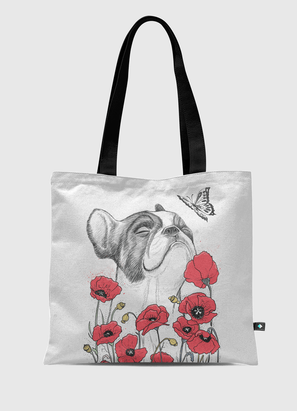 Pug in flowers Tote Bag