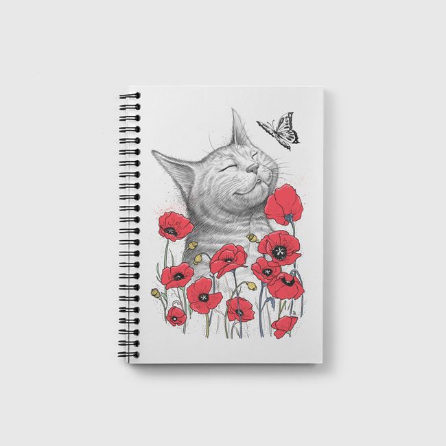 Cat in poppies - Notebook