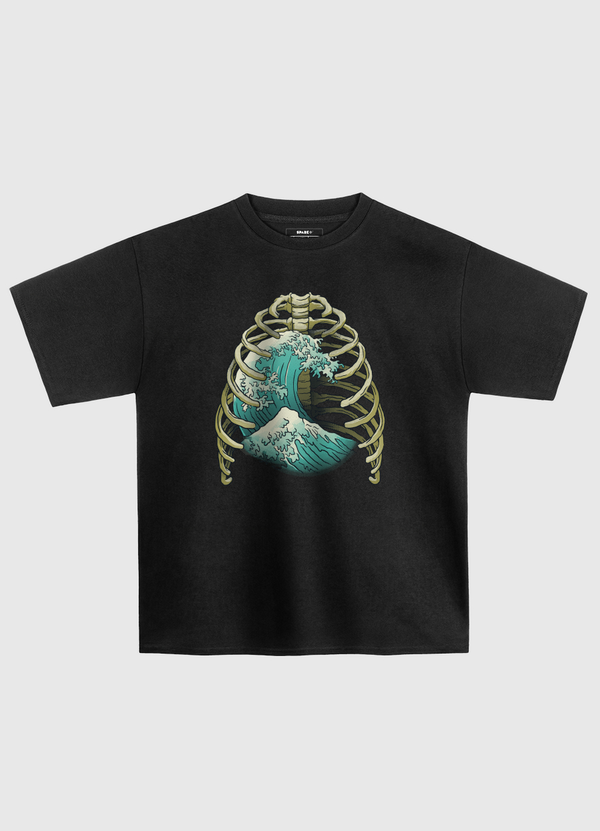 Kanagawa Wave Ribs Bones Oversized T-Shirt