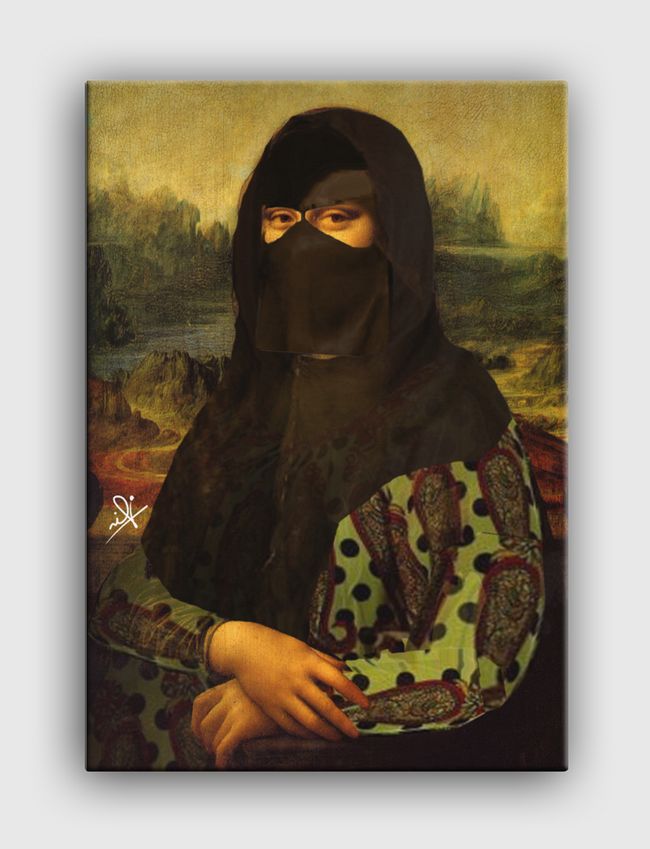 monaliza with her burqa - Canvas