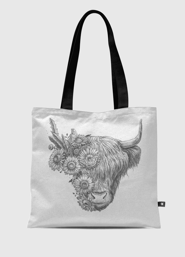 Floral bull Tote Bag