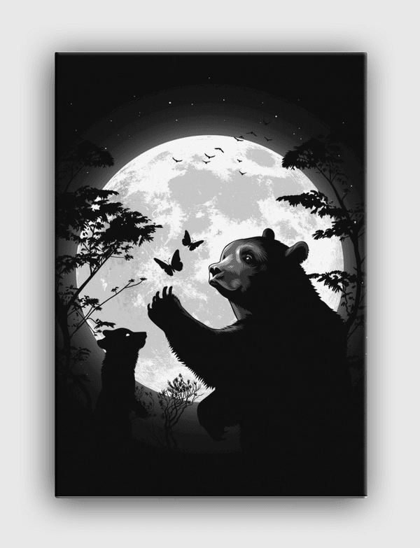 Mother bear under the moon Canvas