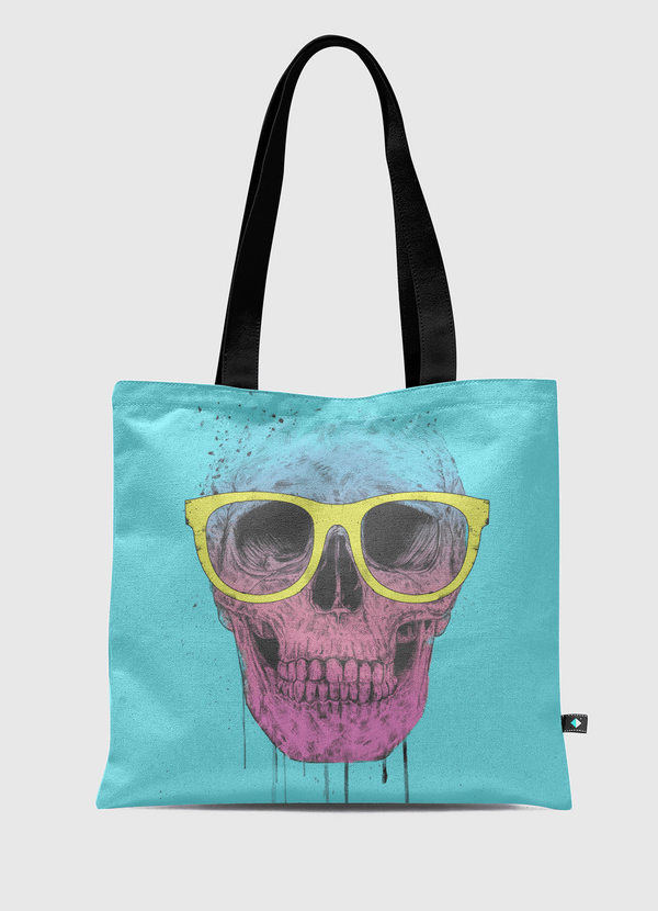 Pop art skull with glasses Tote Bag