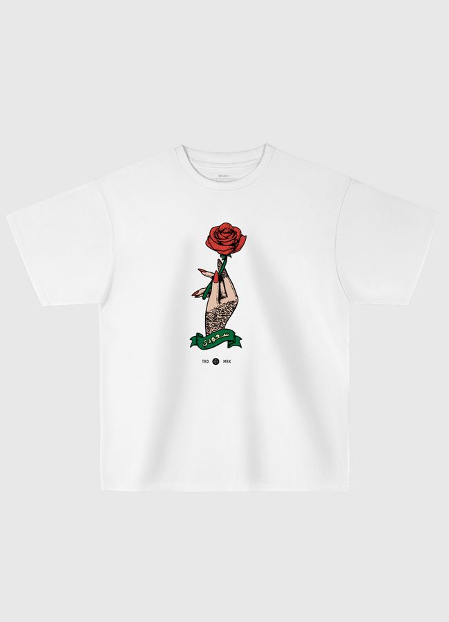 Calligraphy & Roses - Oversized T-Shirt