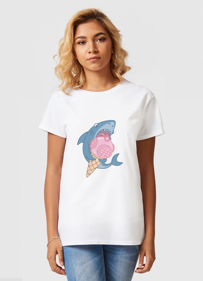 SHARK AND ICE CREAM - Women Basic T-Shirt