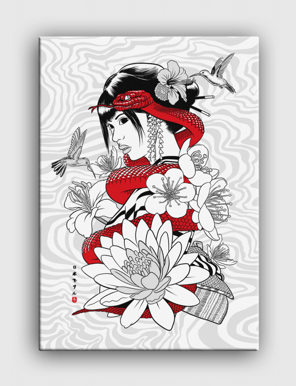 Snake and Colibri  Geisha Canvas