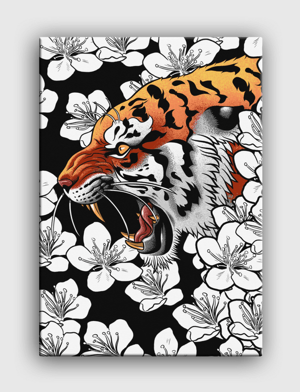 Tiger tattoo cherry tree Canvas