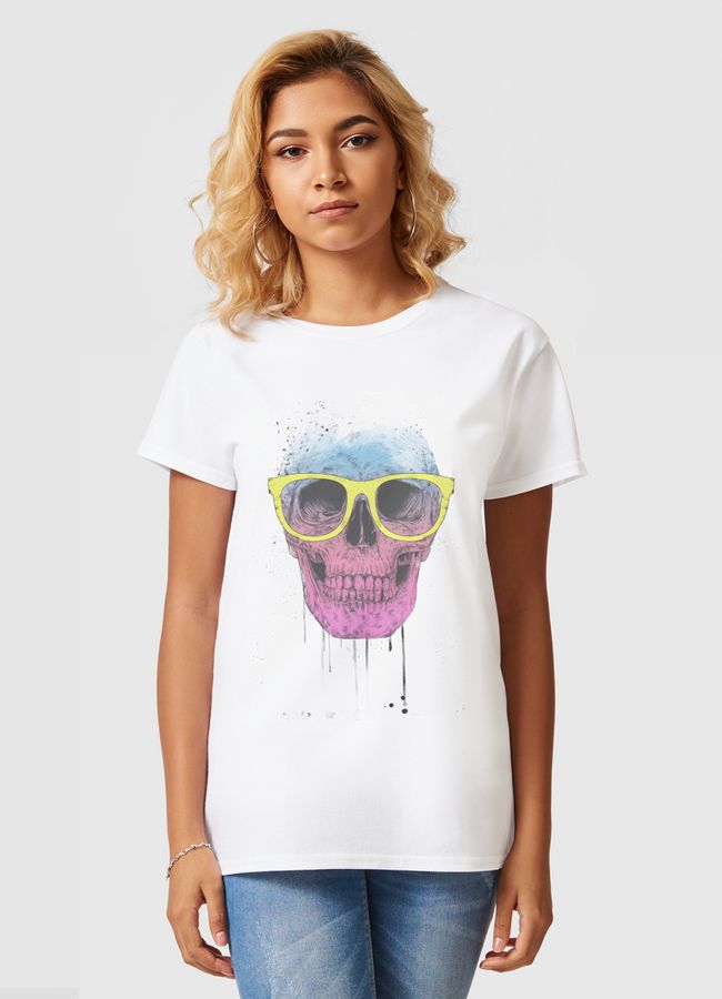 Pop art skull with glasses - Women Basic T-Shirt