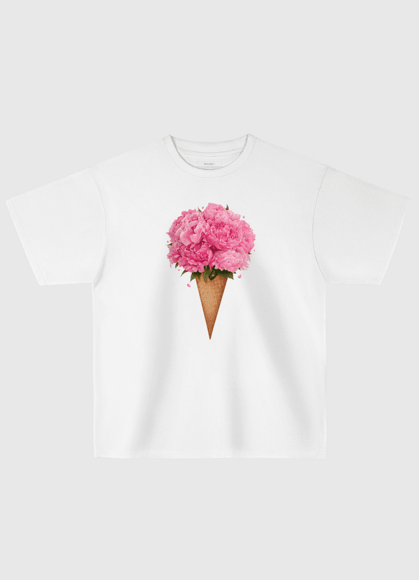 Ice cream with peonies Oversized T-Shirt