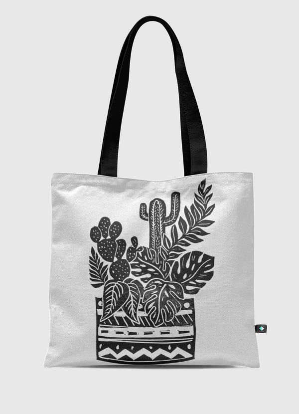 Botanical Pot Blockprint Tote Bag