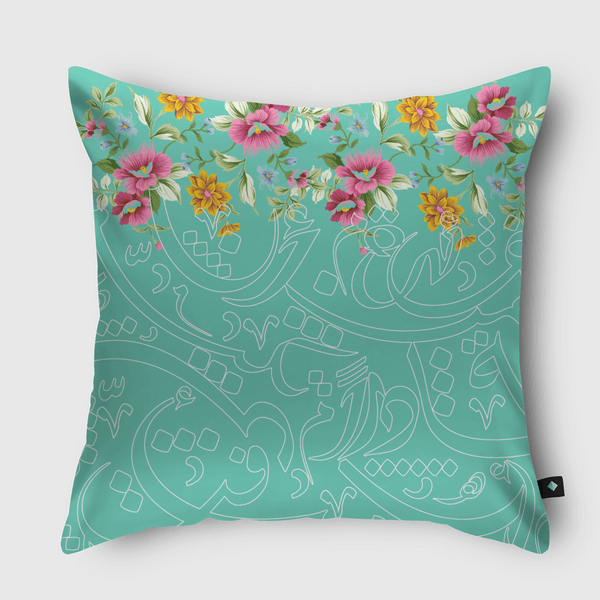 Floral calligraphy Throw Pillow