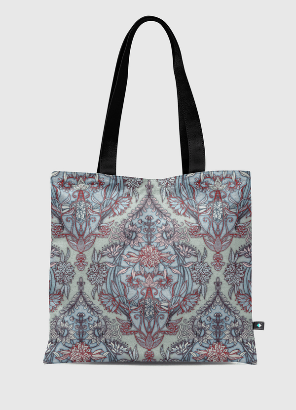 Red & Blue Nature Doodle Tote Bag